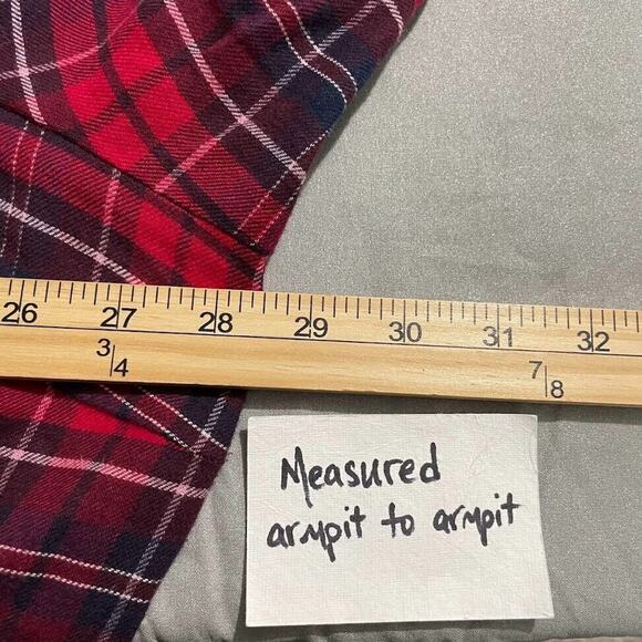 Lane Bryant Plus Size 26 Red Plaid Flannel Tunic Top Renaissance Steampunk Boho - Picture 9 of 12